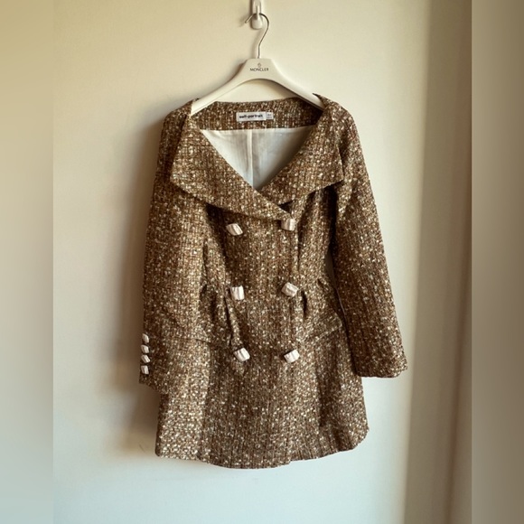 Self Portrait Gold Tinsel Boucle Off Shoulder Mini Dress - Picture 3 of 4